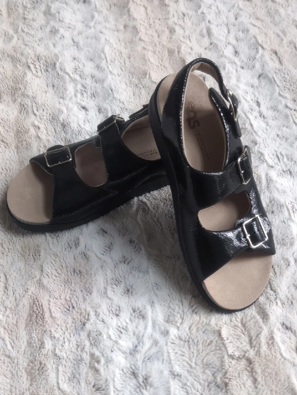 SAS Black Snake Relaxed Walking Comfort Sandal